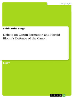 cover image of Debate on Canon-Formation and Harold Bloom's Defence of the Canon